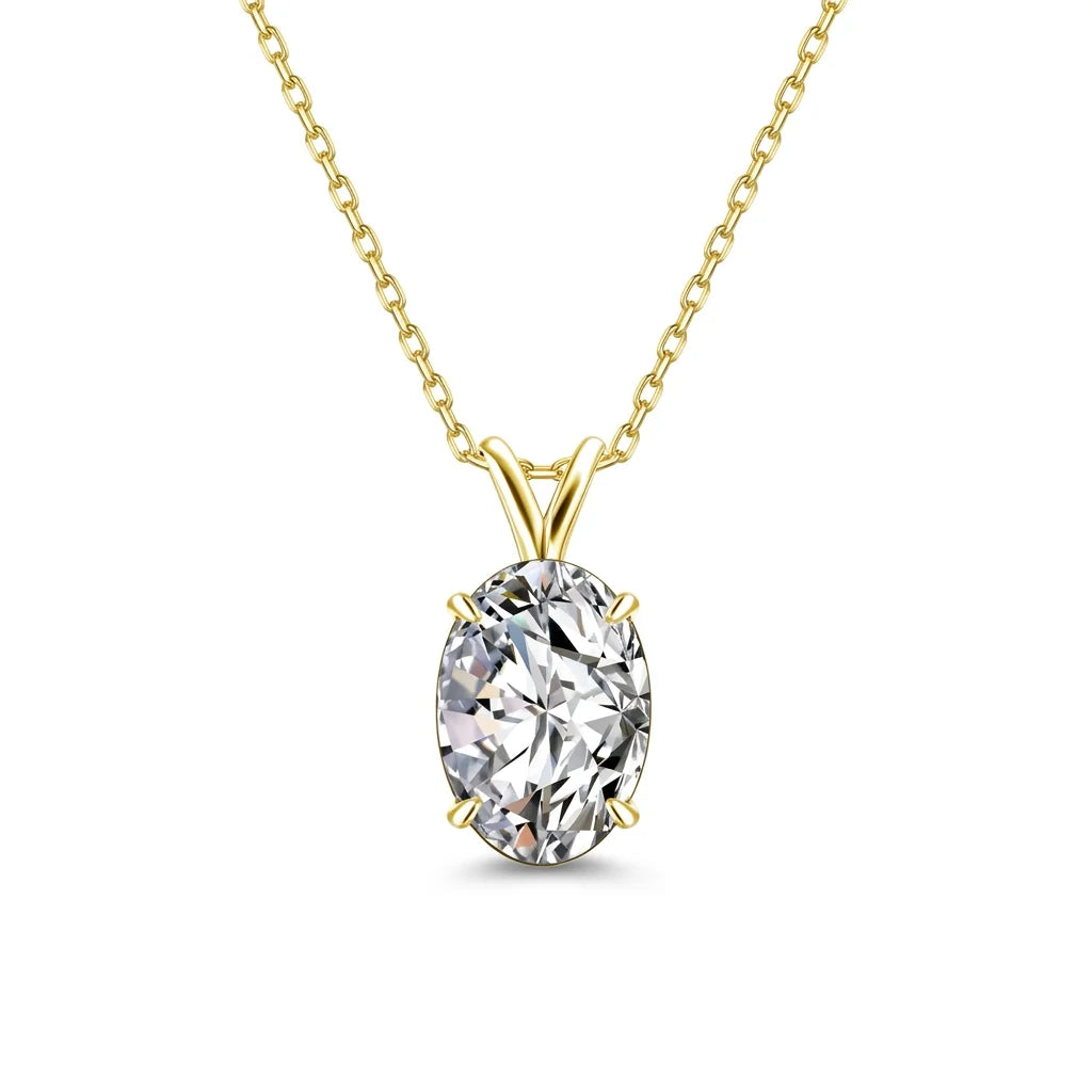 Oval cut moissanite solitaire necklace in 14K gold filled on a fine chain - Sensitive Stones