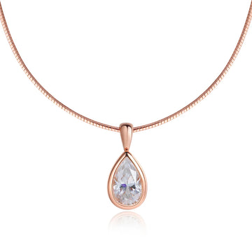 3 ct Pear Cut Moissanite Solitaire Pendant Necklace