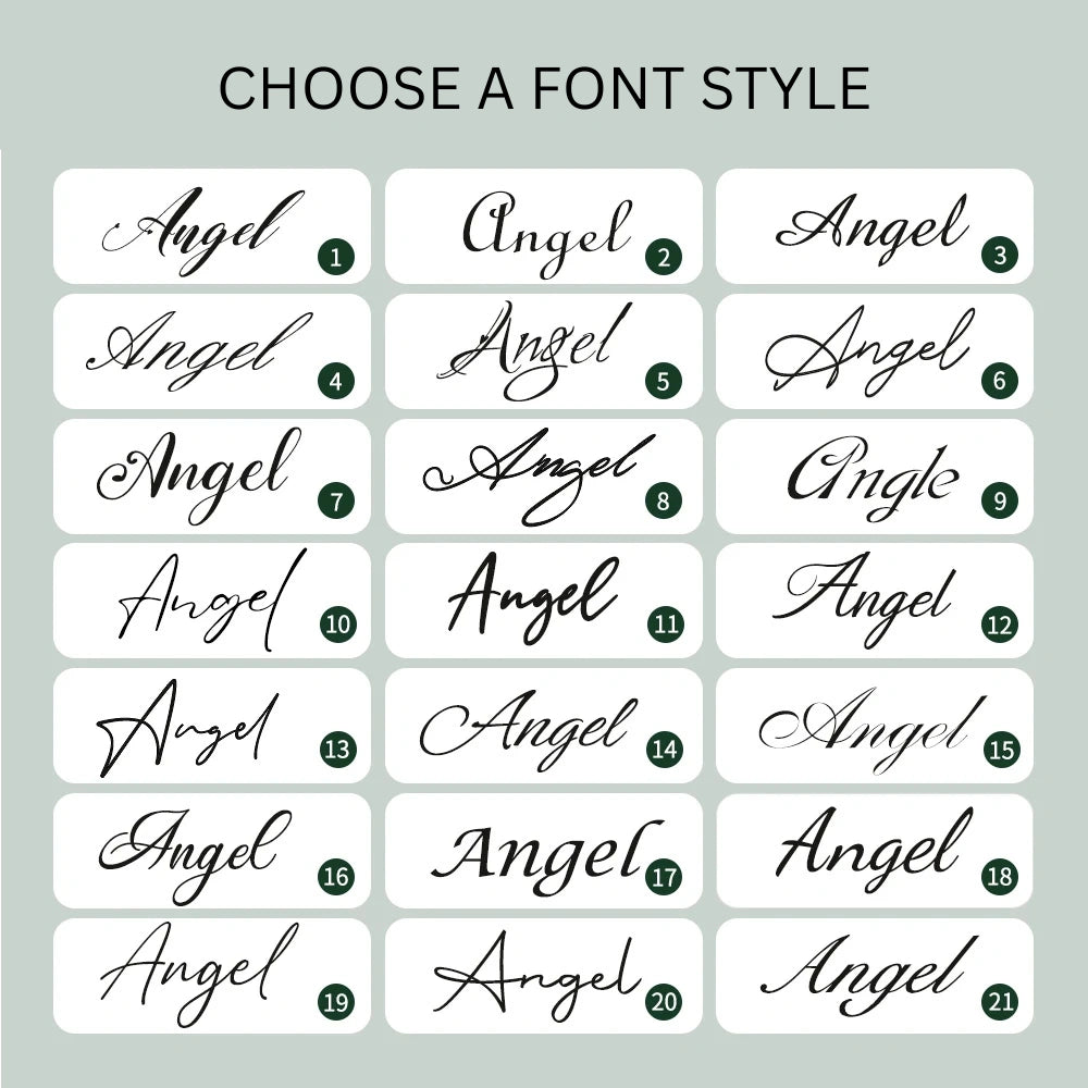 21 font style options for personalized jewelry box engraving - Sensitive Stones