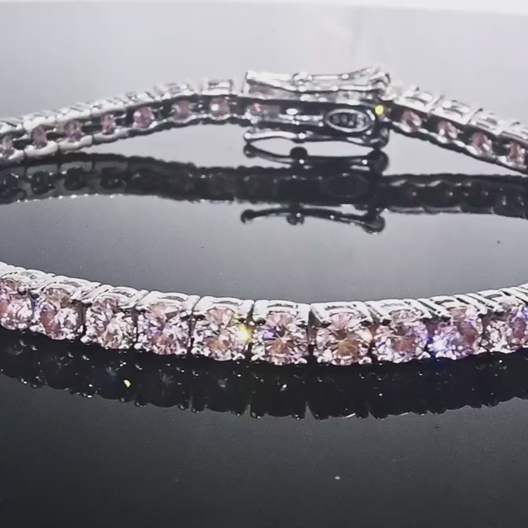 Video showcasing the brilliance of pink moissanite tennis bracelet