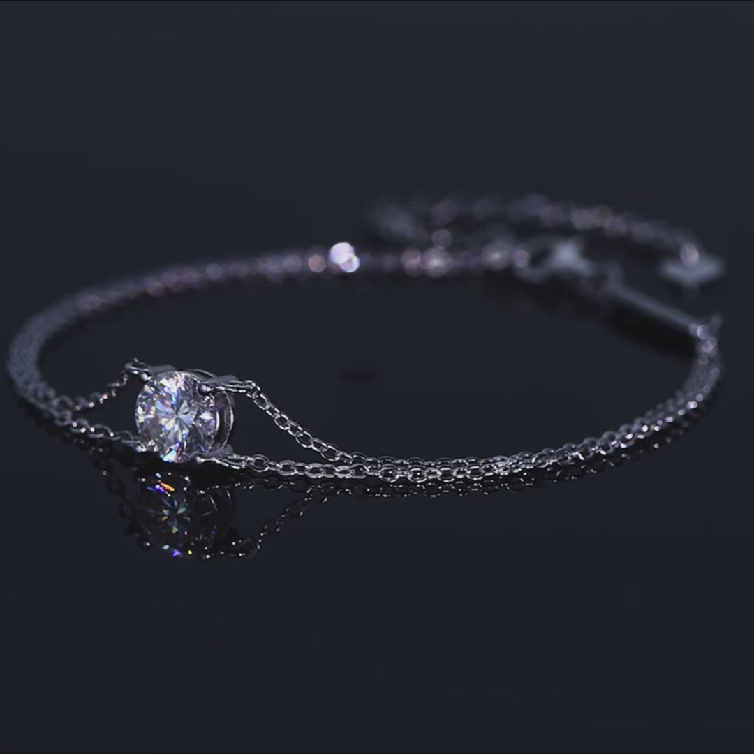 1 CT Moissanite Solitaire Bracelet | Silver Chain Bracelet For Women - Sensitive Stones