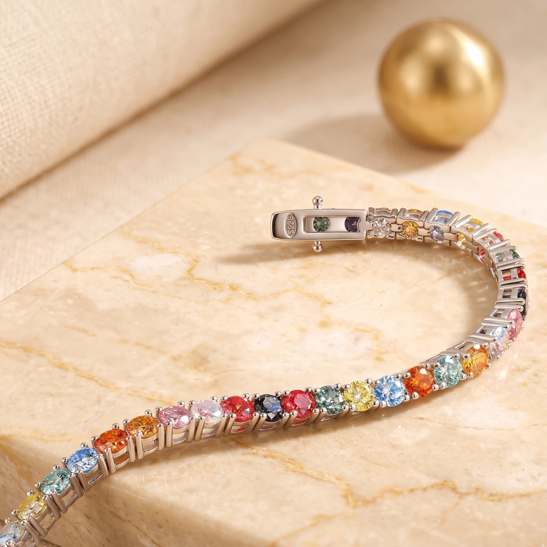 Rainbow Moissanite Tennis Bracelet 925 Sterling Silver Men Women