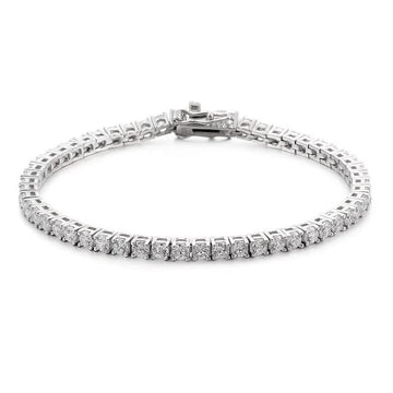 3mm cubic zirconia tennis bracelet in 925 sterling silver, with 4-prong setting, box clasp double safety - Sensitive Stones