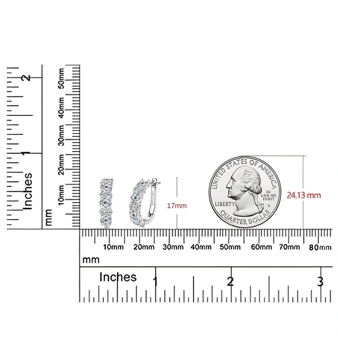 2.76ct small hoop earrings size comparisons next to US quarter dollar - Sensitive Stones